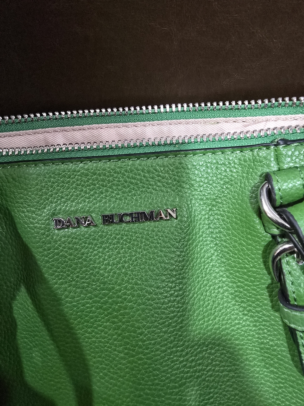 Dana Buchman Green Leather Tote Bag